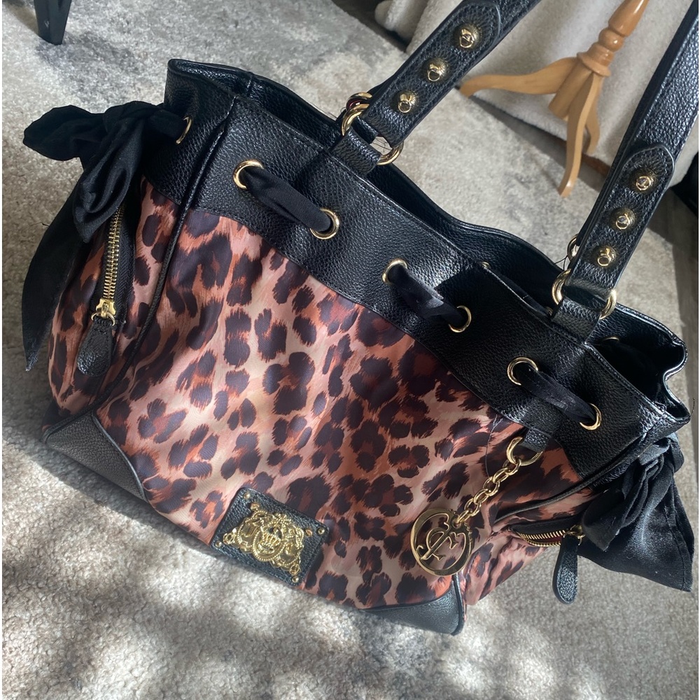 JUICY COUTURE CHEETAH PRINT HOT PINK GOLD DETAILING Y2K PURSE